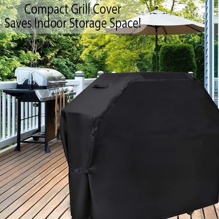 Grill Cover 58 inch, Heavy Duty BBQ Cover – Weatherproof 210D Fabric, Reinforced Corners & Windproof Clips – Fits Weber LX300, Dyna-Glo, Monument Grills – Ideal for Canadian Weather