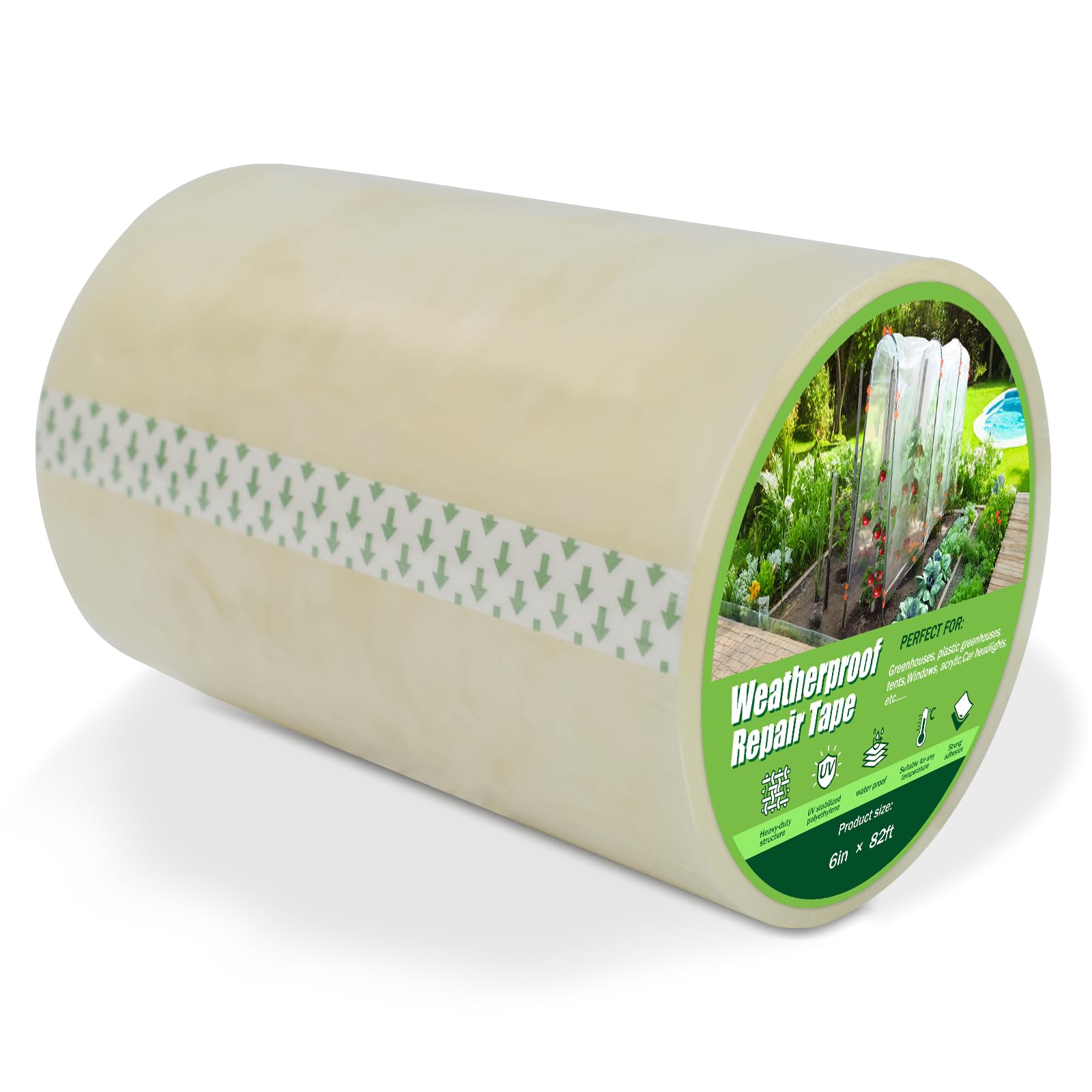 Greenhouse Repair Tape, 6in x 82ft Clear Waterproof Tape Outdoor Polyethylene Greenhouse Plastic Film Tape for Greenhouse Sheeting Coverings Sealing Tape