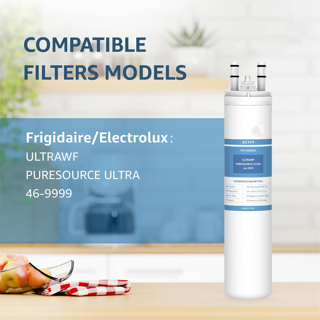 Compatible with ULTRAWF, Puresource Ultra, Kenmore 9999, 469999, A0094E28261, 242017801, 242017800, Refrigerator Water Filter, Height 11 inches, 3 Pack