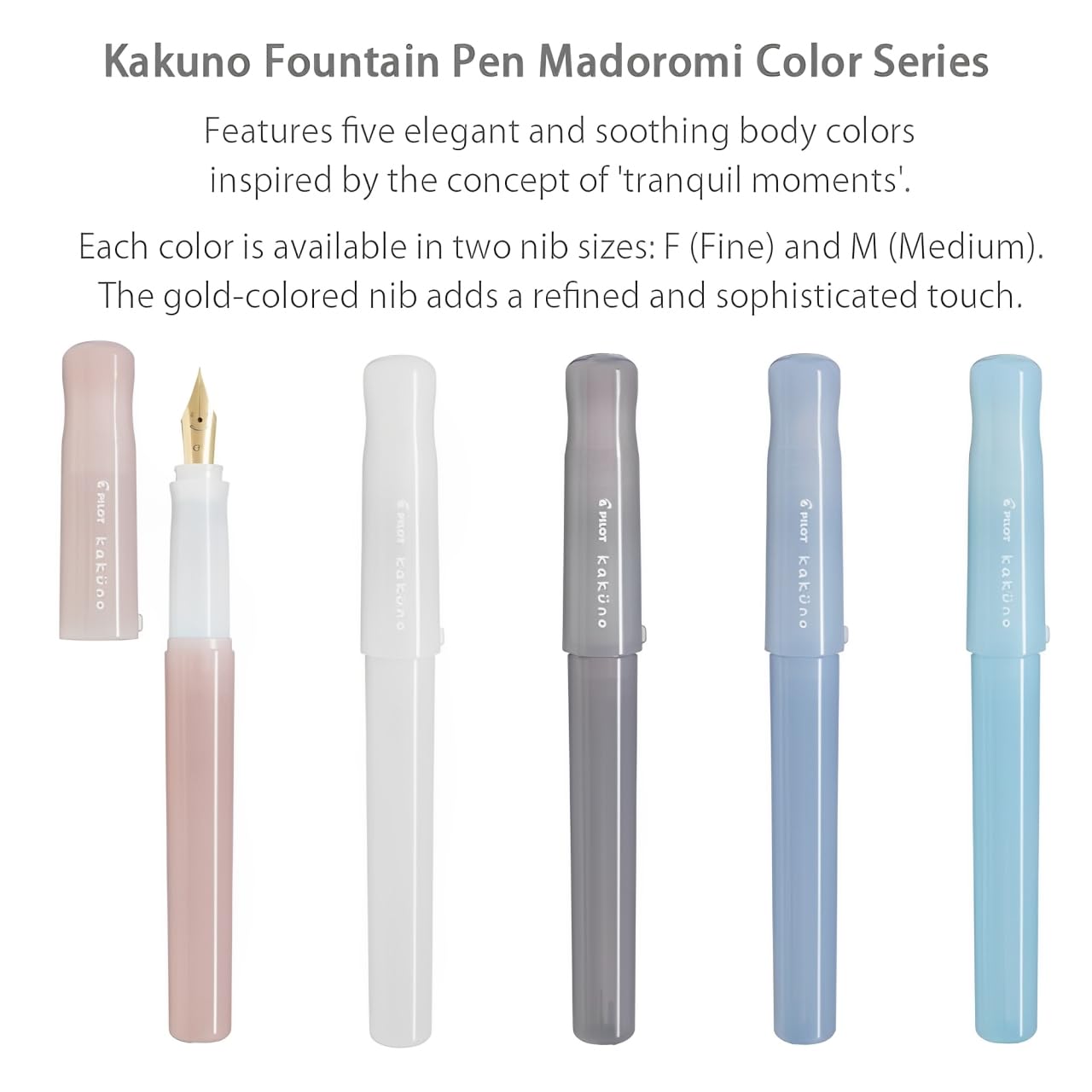 Pilot Fountain Pen, Kakuno, Madoromi Color Series, Fine Nib, Blue, PFKA-1MDLF