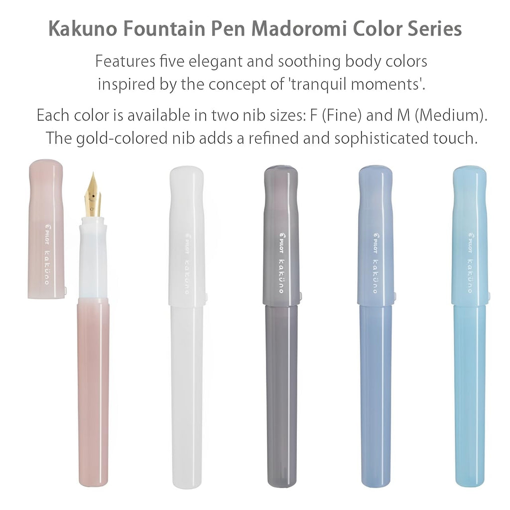 Pilot Kakuno Fountain Pen Madoromi Color Series, Gold (Smiley Face) Fine Nib, Perfect for Beginners and Creative Expression, Pink, PFKA-1MDPF