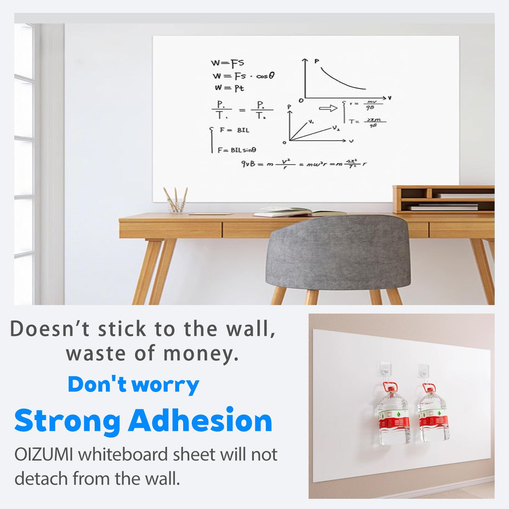 OIZUMI Magnetic Whiteboard Paper, 32''×16'' Self Adhesive White Board for Wall,White Board Dry Erase Sticker for Home Office School,Great for Bulletin, to do List,Family Graffiti Wall