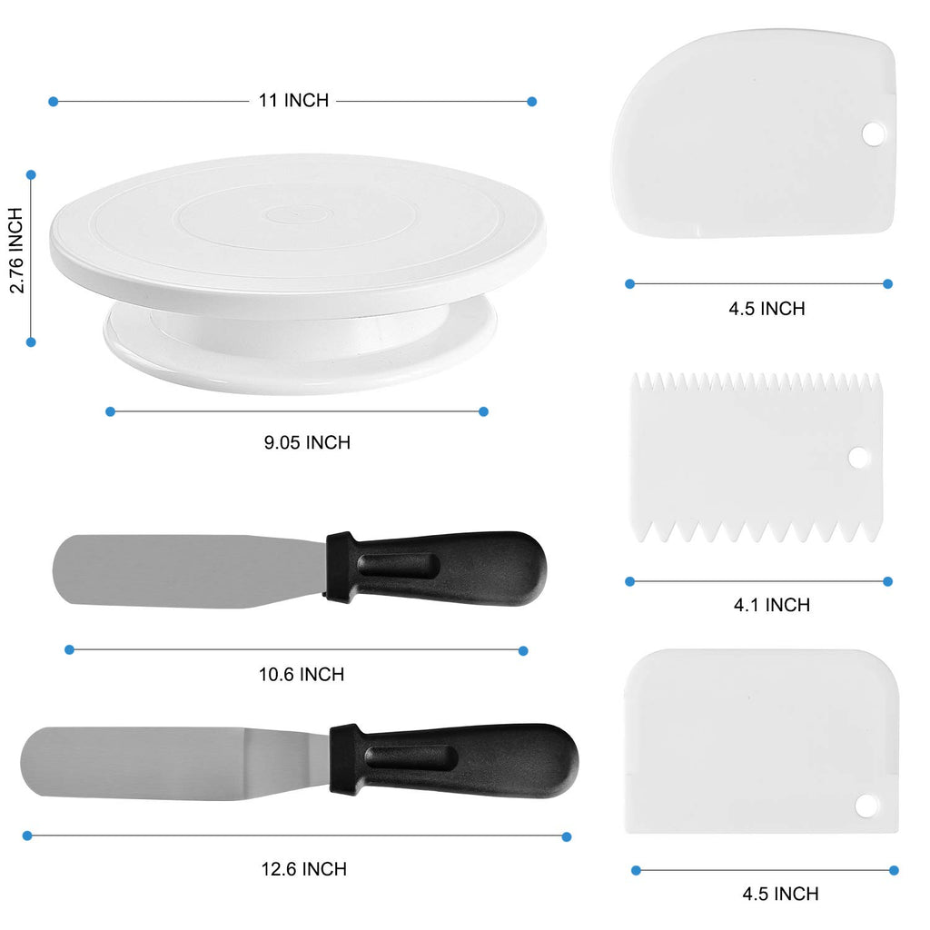 YCbingo Cake Decorating Supplies Kits 72PCS -1 Cake Turntable, 12 Piping Tips, 2 Icing Spatula, 3 Icing Smoother, 2 Silicone Piping Bag, 50 Disposable Pastry Bags and 2 Coupler- Baking Supplies