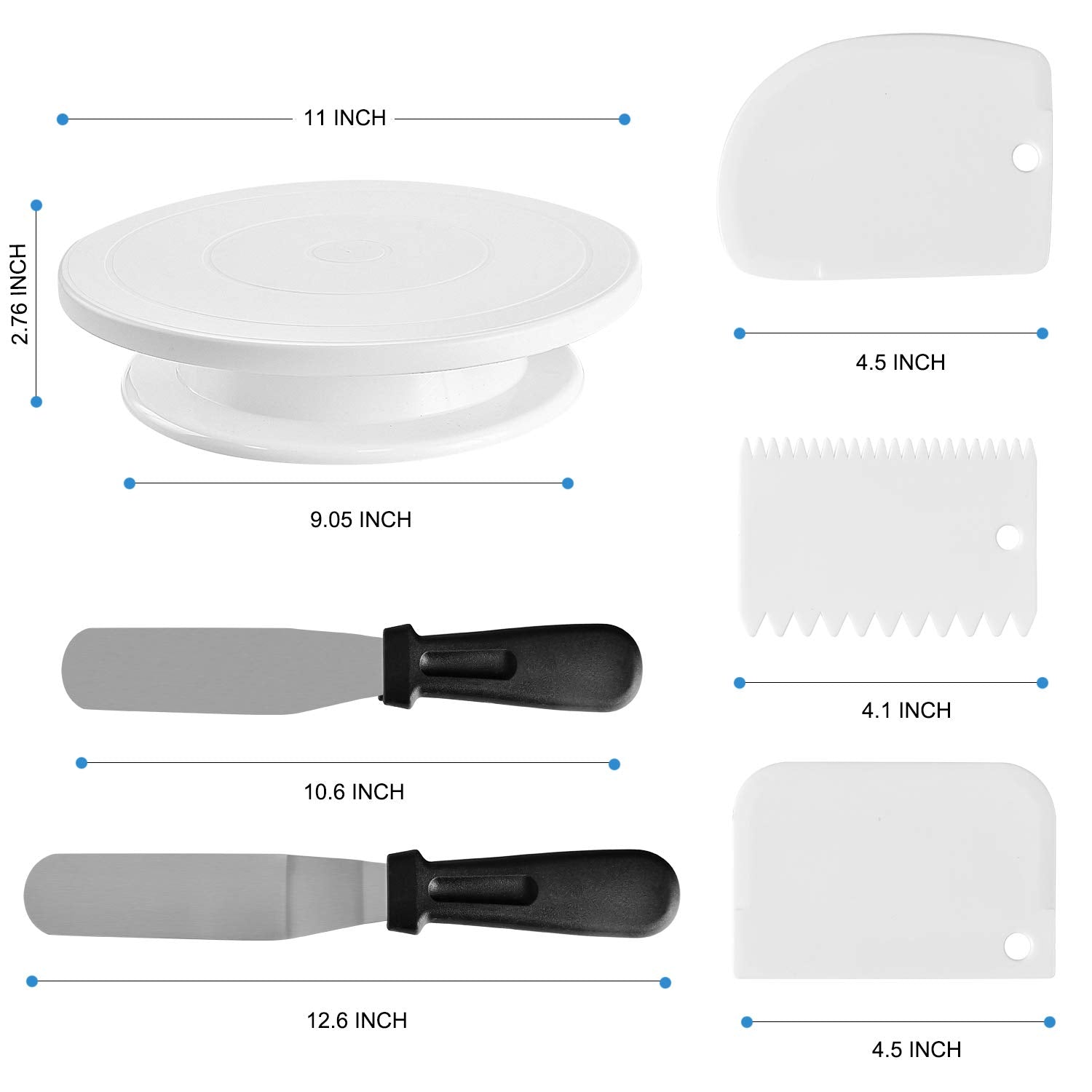 YCbingo Cake Decorating Supplies Kits 72PCS -1 Cake Turntable, 12 Piping Tips, 2 Icing Spatula, 3 Icing Smoother, 2 Silicone Piping Bag, 50 Disposable Pastry Bags and 2 Coupler- Baking Supplies