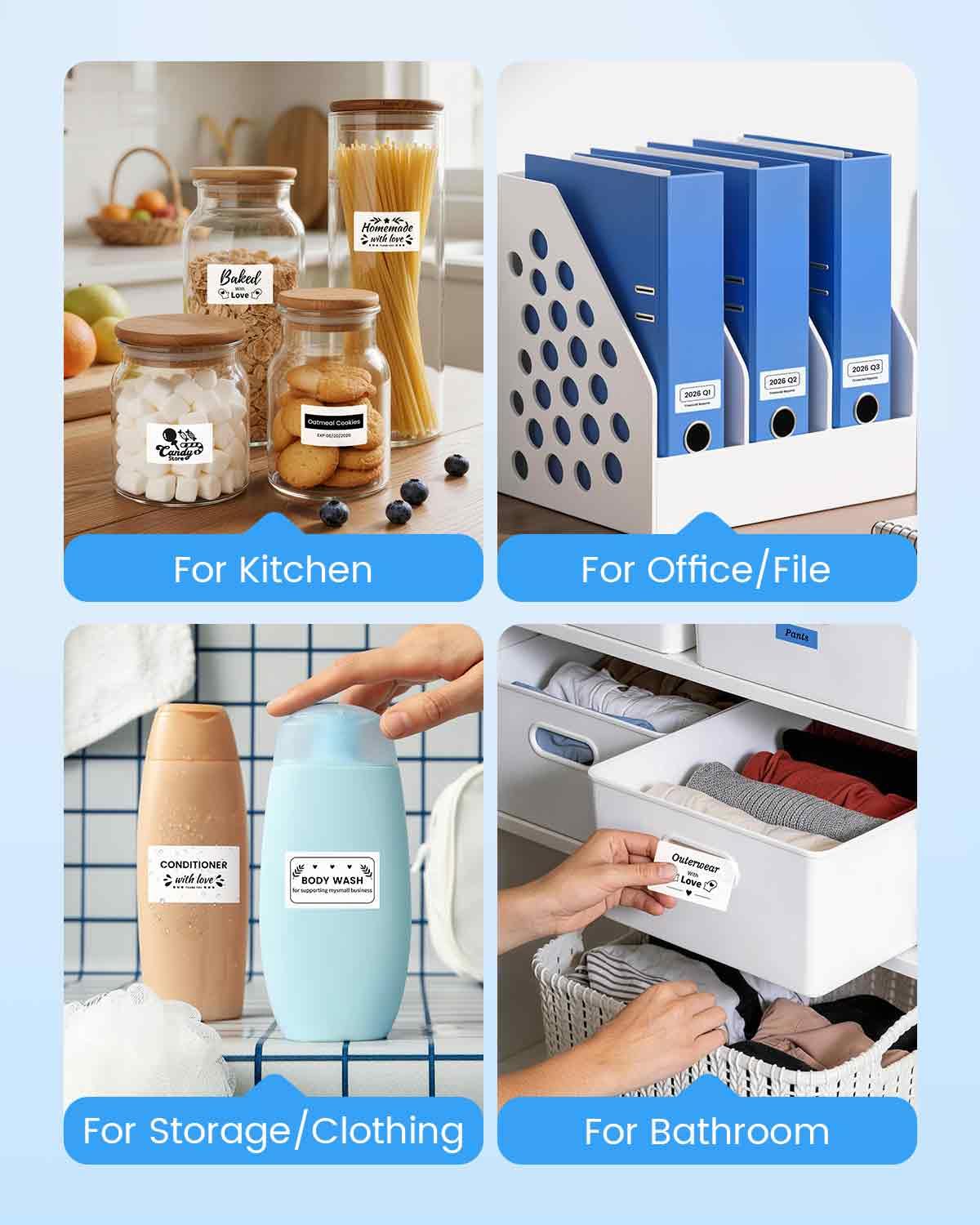Phomemo Labels M110-300 PCS Sticker Labels for M110/M220/M260/M221/M250 Label Printer,1.97"x3.15" (50mm x 80mm), 100 Labels/Roll, for Small Business, Home, Office, Black on White