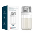 KITCHENDAO Glass Sugar Dispenser with Side Pour Spout,Built-in Lid to Slow Down Dampness with Mearsuring Marks, Elegant Borosilicate Glass Sugar Shaker,BPA Free,9oz (White)