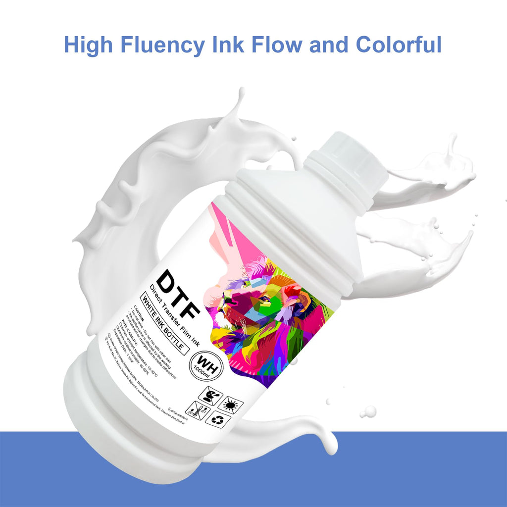 Premium DTF Ink White 1000ML DTF Transfer-Ink Refill for PET Film, Replacement Compatible for Printer ET-8550 15000 L1800 L805 R1390 R2400, Heat Transfer Printing Direct to Film-White Ink DTF 1000ML