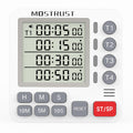 MOSTRUST Digital Dual Kitchen Timer, 4 Channels Independent Countdown Timer, Large Display, On/Off, Loud Volume Alarm and Flashing Light with Magnetic Back, Stand, Battery Included (White)