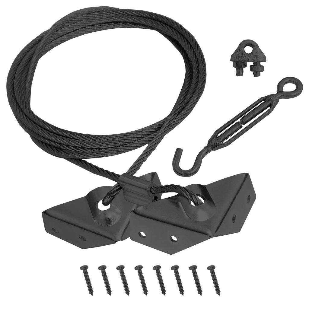 Supporting Alloy Steel Anti-Sag Gate Cable Kits for for Outdoor Wooden Fence Gate Door Support, 5mm Diameter 0.9 Feet (1, Black)