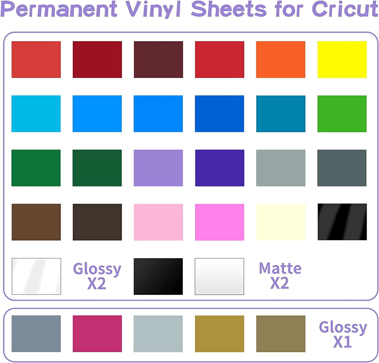 Lya Vinyl 65 Pack Permanent Vinyl, Self Adhesive Vinyl Sheets for Cricut, Permanent Outdoor Vinyl for Party Decoration, Sticker, DIY Mug, Car Decal