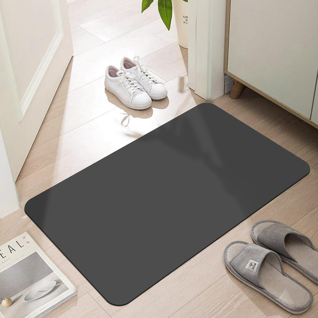 LYGLIGH Ultra Thin Door Mat Indoor Entrance, 1/10 in Thin Door Mats for Inside Entry, Non-Slip Rubber Backing Washable Doormat, Fade Resistant, Absorbent, Low Profile Dirt Trapper, 43X77CM,Grey