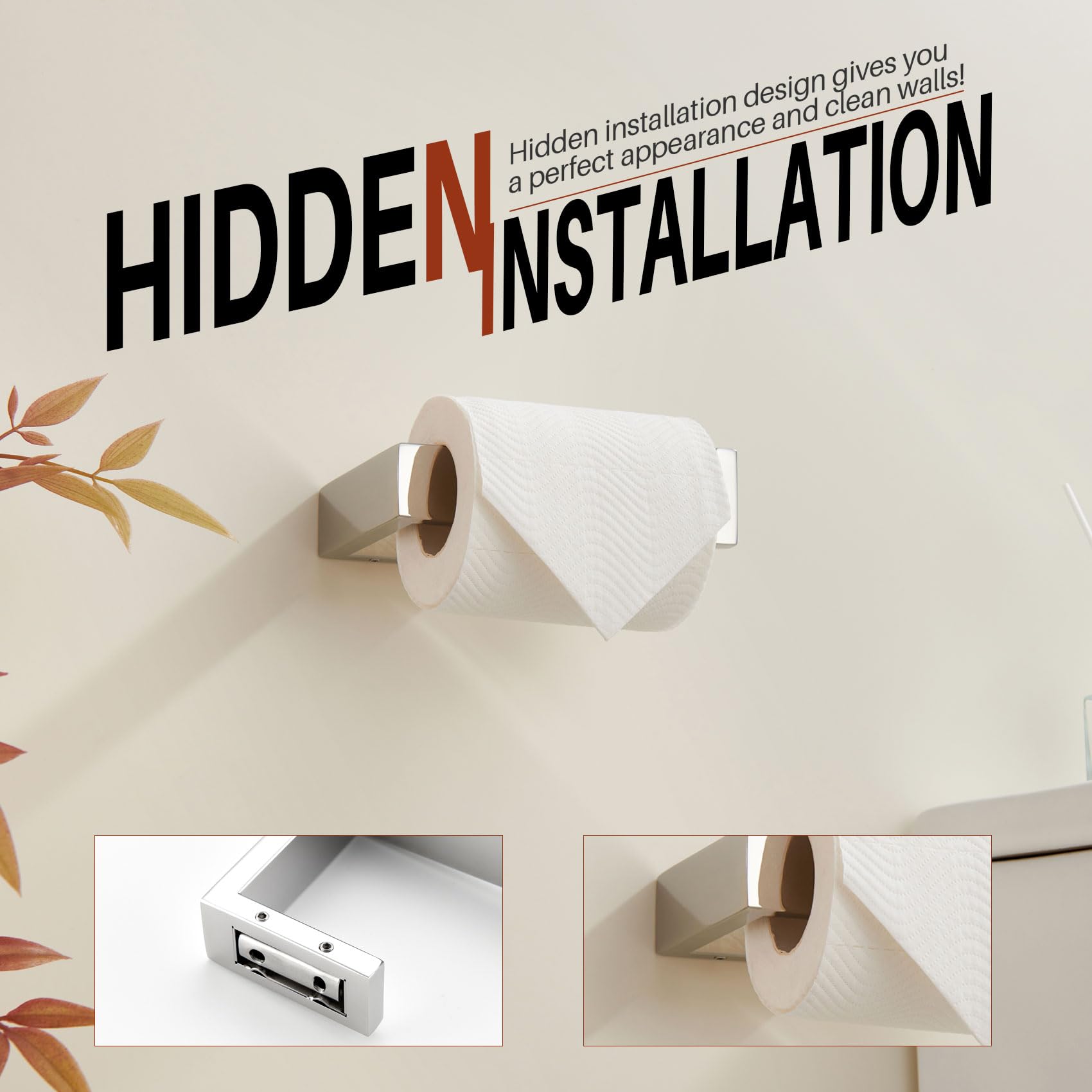 KOKOSIRI Toilet Paper Holder Chrome for Kitchen Bathroom Washroom Toilet Roll Holder Hold Mega Rolls Wall Mounted Polished Stainless Steel B2009CH