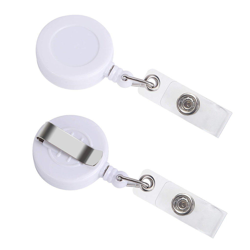 JANYUN 50 Pcs Retractable Badge Reel Clips Holder for Hanging ID Card Key Chain (White)