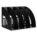 Marte Vanci Magazine File Holder Plastic Desk Storage Organizer 33 x 23.5 x 23.5cm Vertical File Folder Holder for Paper Magazine Documents and Books (Black 4 Sections)