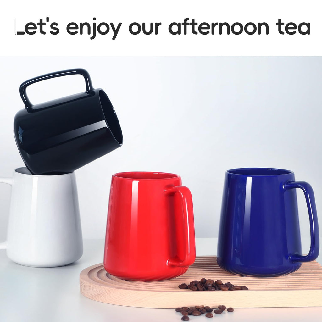 24 OZ Large Coffee Mug, Smilatte Nice Ceramic Boss Tea Cup with Big Handle for Dad Men Women, Unique Style for Any Kitchen, White