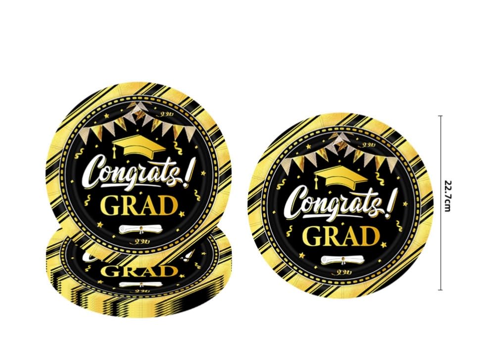 QYCX 96 Pcs Graduation Party Decorations Graduation Party Supplies Graduation Plates Napkins Cups Graduation Tableware Graduation Dinnerware Congratulation Grad Dinnerware 2025 Graduation Decorations