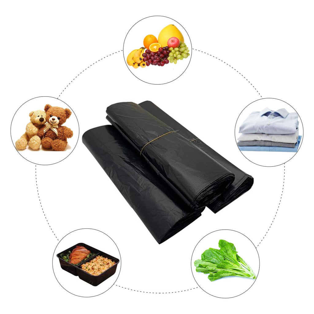 T Shirt Bags, Black Plastic Grocery Bags with Handles in Bulk for Shopping and Restaurant, Bolsas De Plastico para Negocio, 12 x 20 inch (200 Pcs)