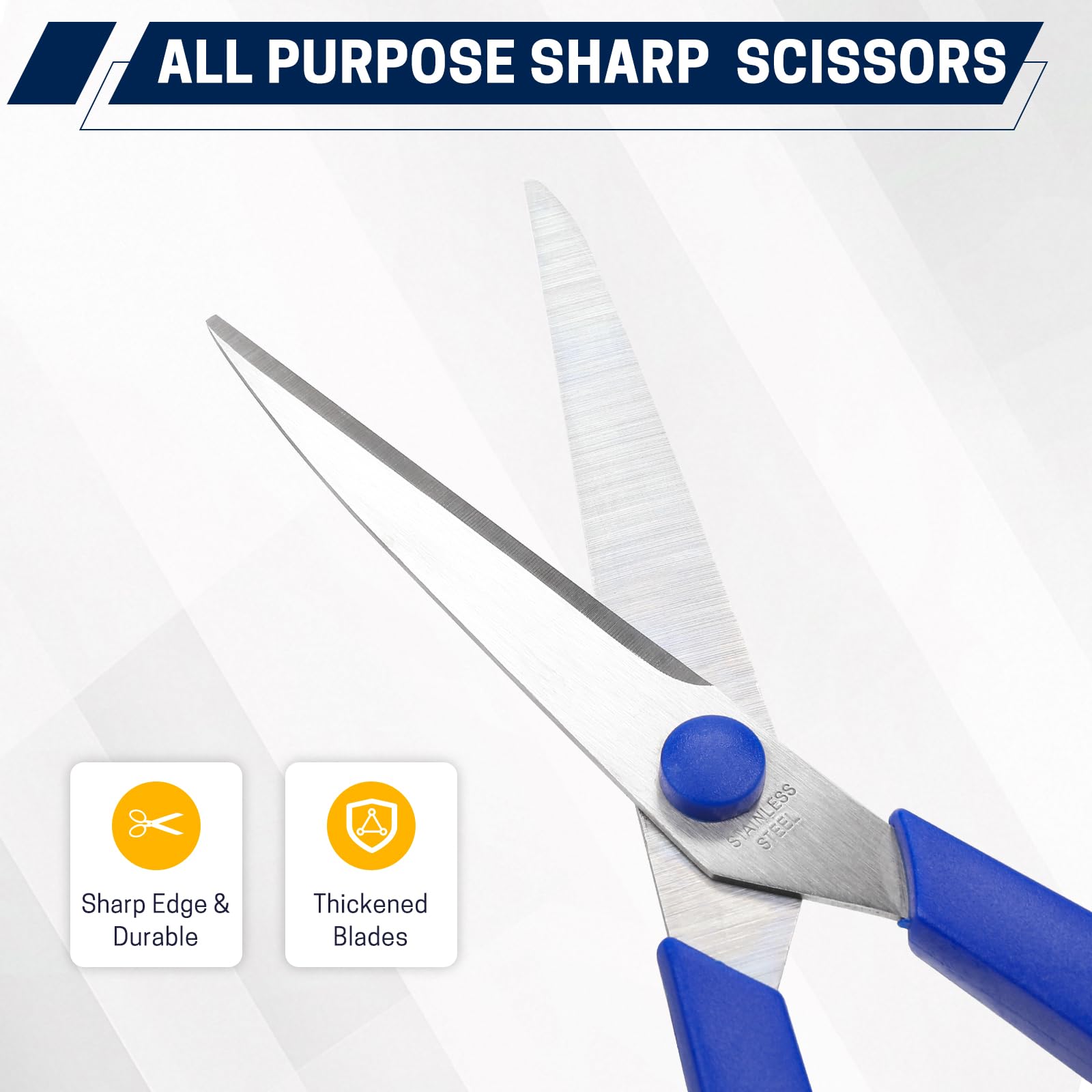 Scissors Bulk 24-Pack, BURVAGY 8" Scissors All Purpose Heavy Duty Sharp Scissors for Office School Home Stainless Steel Blades Safety Soft Grip Handles,Right/Left Handed Scissors