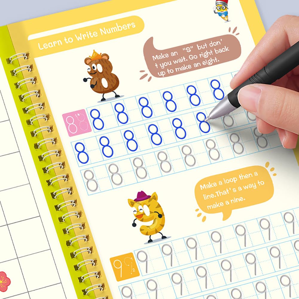 Magic Ink Practice Copybooks for Kids, Reusable Grooved Handwriting Training Workbooks for Preschools, Grooves Design Pen Control Tools, Early Childhood Education Materials (20cmX14cm, 5 Books)