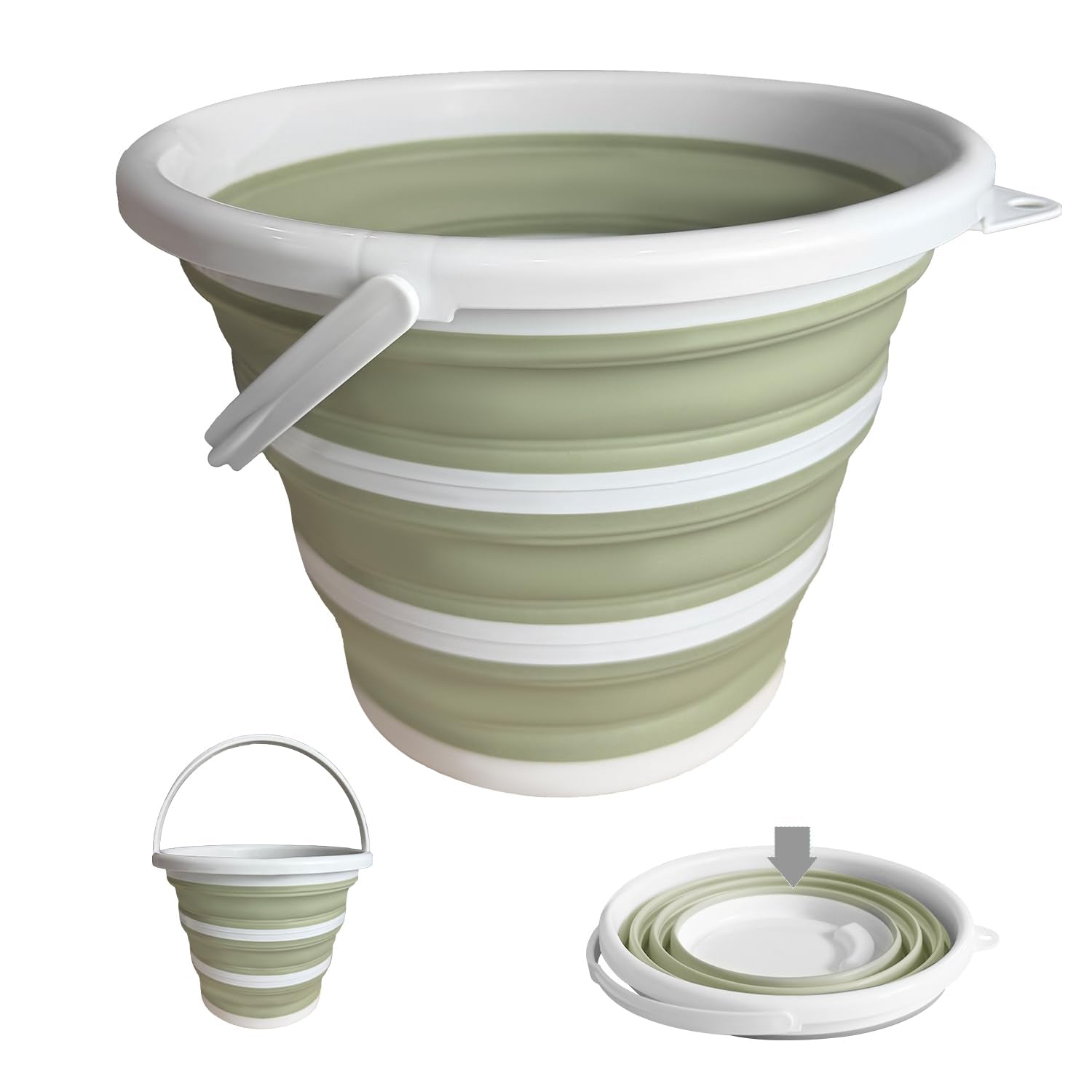 Moodyin Collapsible Water Bucket (10L / 2.6 Gal) – Portable, Easy to Carry & Store, Ideal for Car Wash, Cleaning, Camping, Fishing and Outdoor Activities with Collapsible Handle Design（Green）