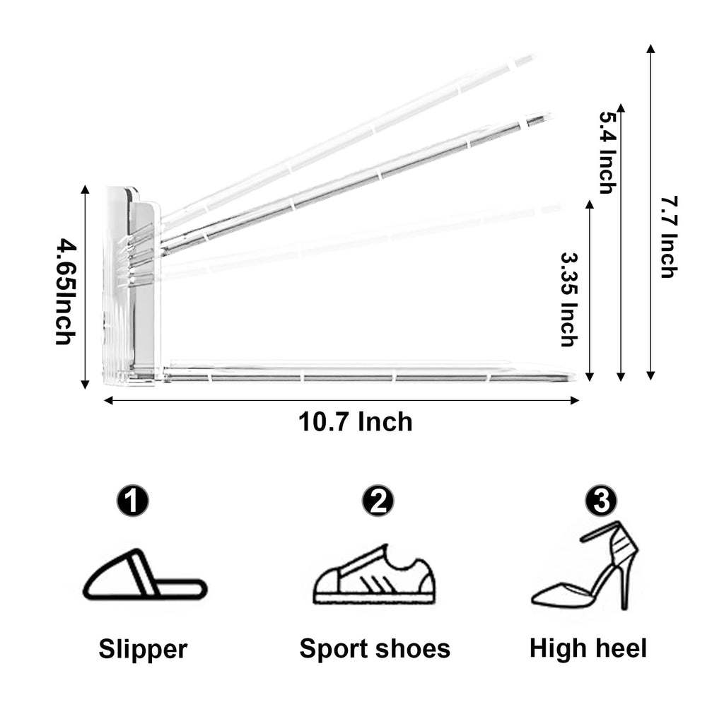 CiBiZi Adjustable Shoe Slots Organisers 10PACK Clear Space Saving Shoe Stacker Shoe Rack Holder Oraganizers for Closet Cabinet Storage (Transparent10PCS)
