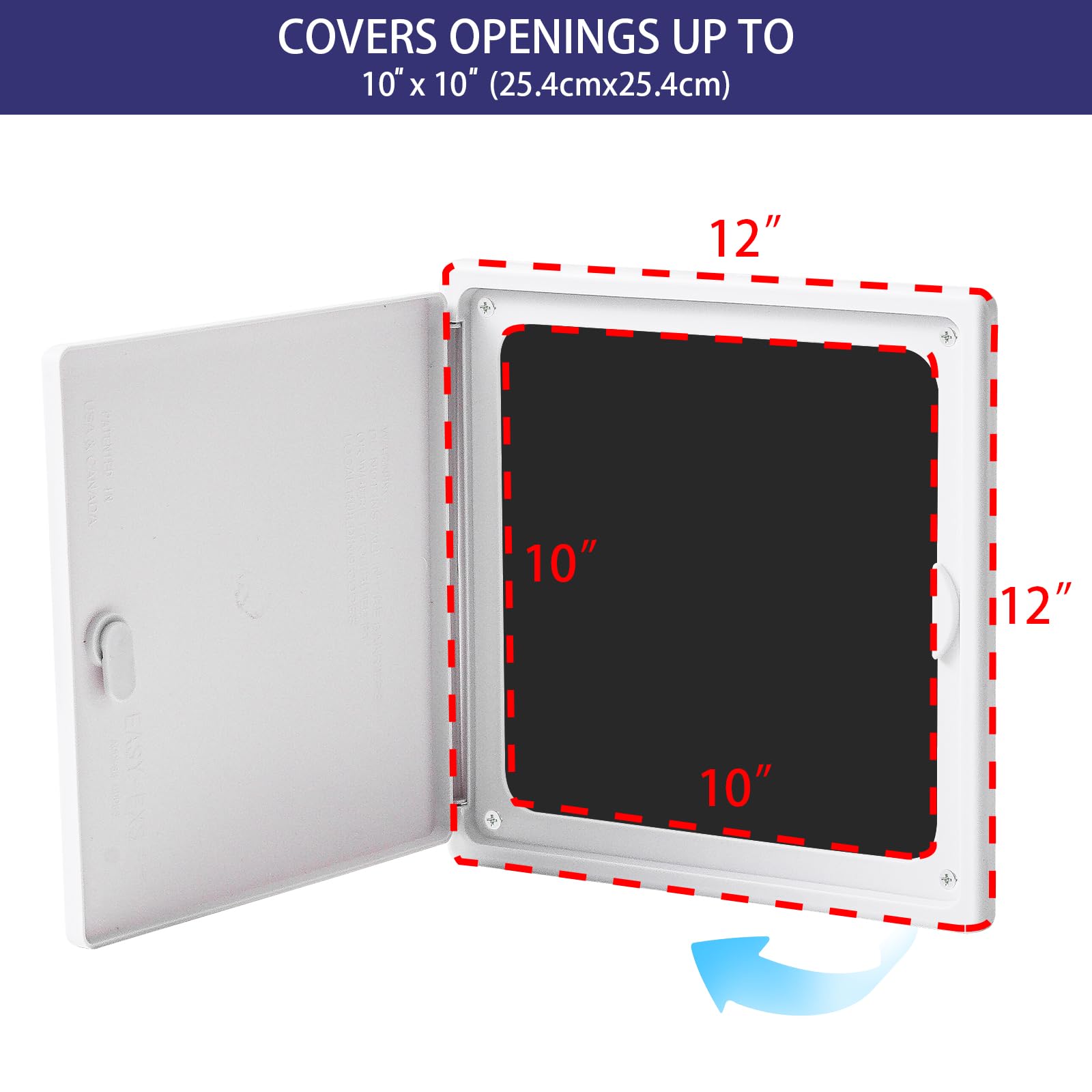 EASY-EXS Access Panel with Door for Drywall Wall Ceiling Electrical and Plumbing Service Hole Cover Plastic White (1, Large 12x12)