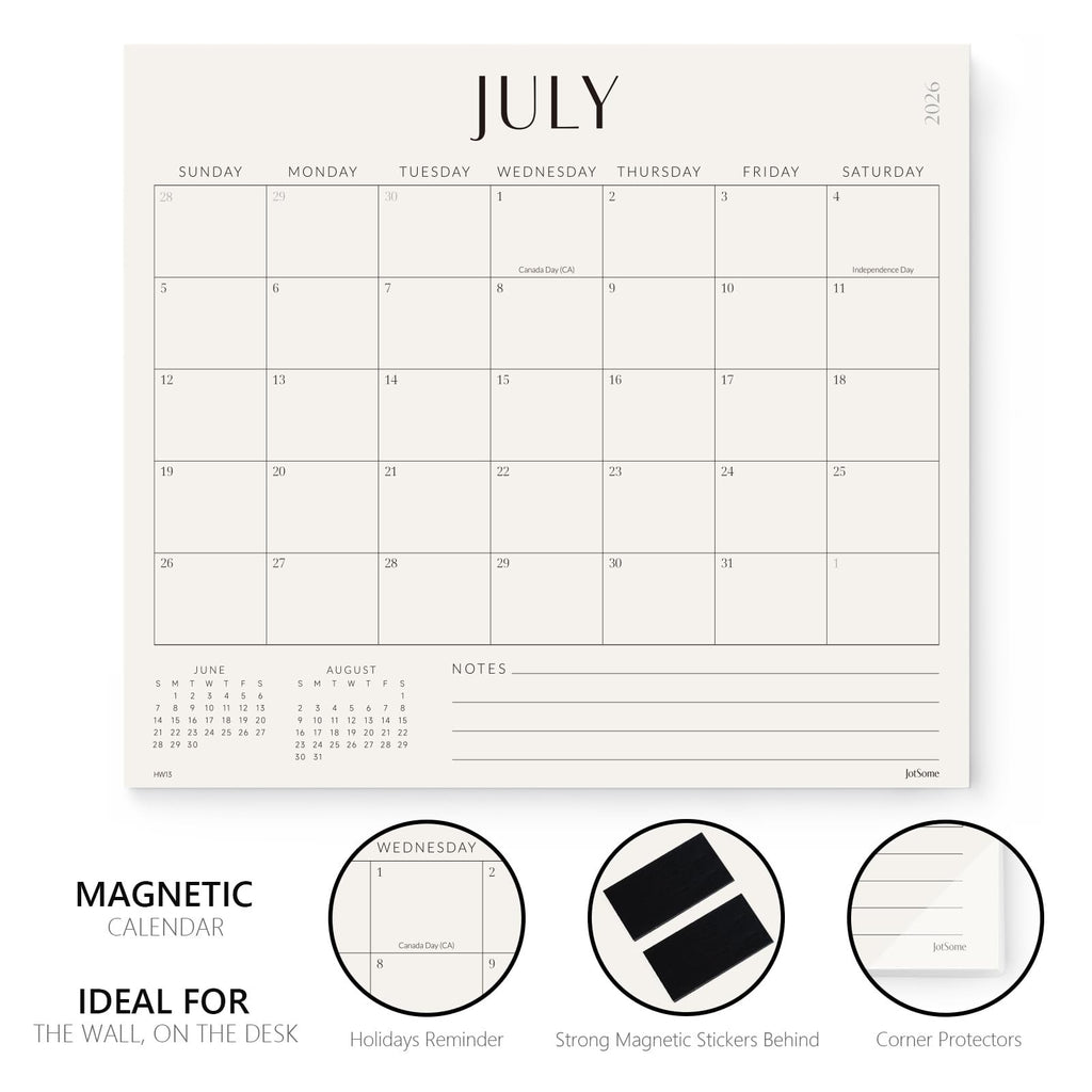 Jotsome Magnetic Calendar for Refrigerator 2026-2027, Monthly Fridge Calendar From January 2026 to June 2027 13x11 inch, Easy Planning