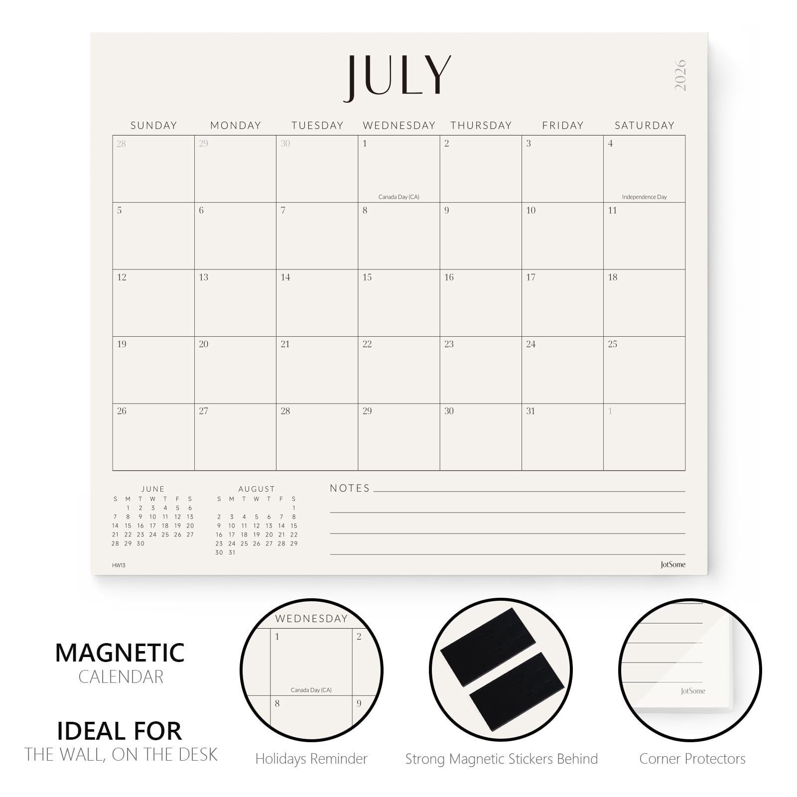 Jotsome Magnetic Calendar for Refrigerator 2026-2027, Monthly Fridge Calendar From January 2026 to June 2027 13x11 inch, Easy Planning
