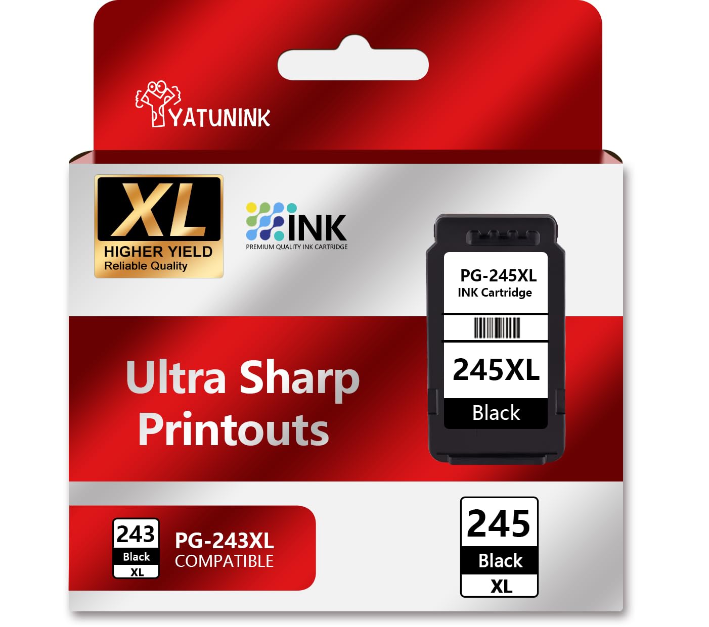 YATUNINK 245XL Ink Cartridge Compatible for Canon 245XL Black Ink PG-243 PG-245 XL PG243 PG245 Works with MX490 MX492 TR4520 TR4522 MG2500 MG2522 TS3100 TR4500 Printer PG243XL PG245XL (1Black)