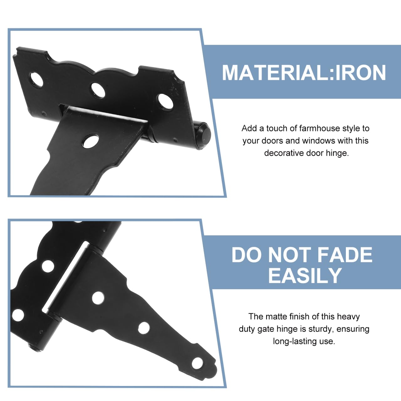 Barn Door Hinges 5 Inch Matte Black T Hinges Heavy Duty Decorative Hardware for Doors and Windows Sturdy Support for Farmhouse Style