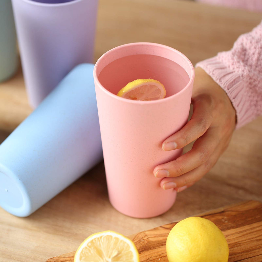 Choary Eco-friendly Unbreakable Reusable Drinking Cup for Adult(20 OZ), Wheat Straw Tumbler Set 5 Dishwasher Safe.