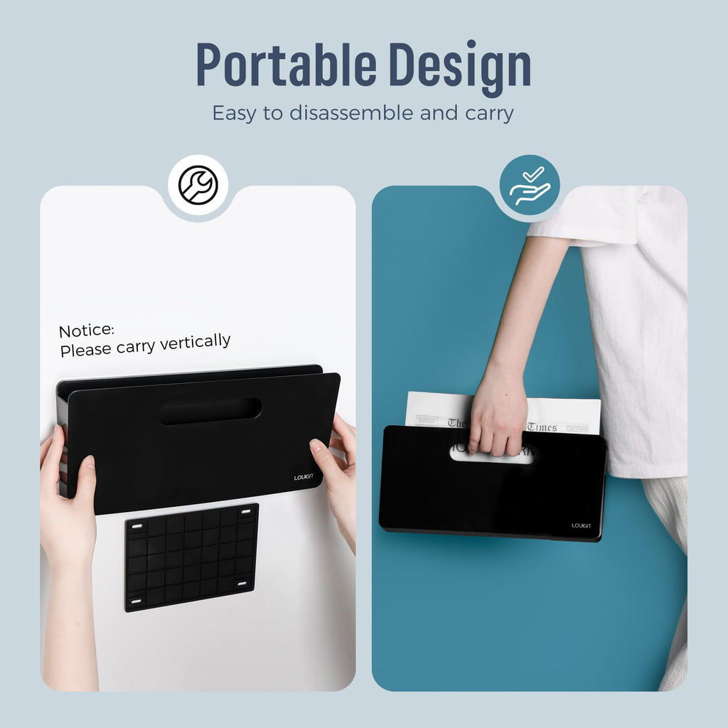 loukin Magnetic File Holder, Vertical File Folder Organizer, Wall Mount File Organizer for Whiteboard, Refrigerator, File Cabinets, Office Wall Organizer for Mail, Paper, Documents, Letters (Black)