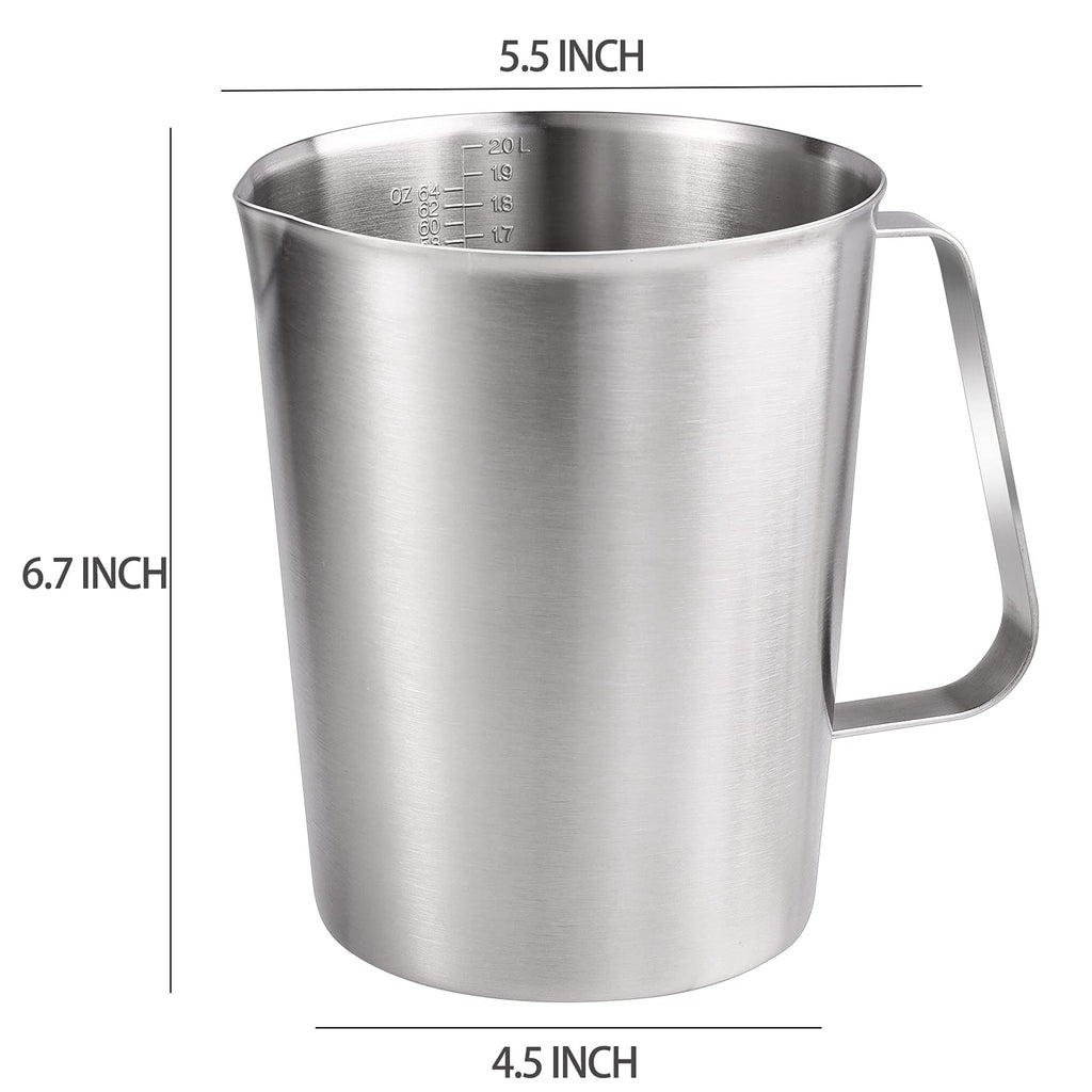 Stainless Measuring Cup (2000ML), KSENDALO 8 Cup Stainless Measuring Cup, Stainless Pitcher with Marking with Handle, 64 Ounces (2.0 Liter)