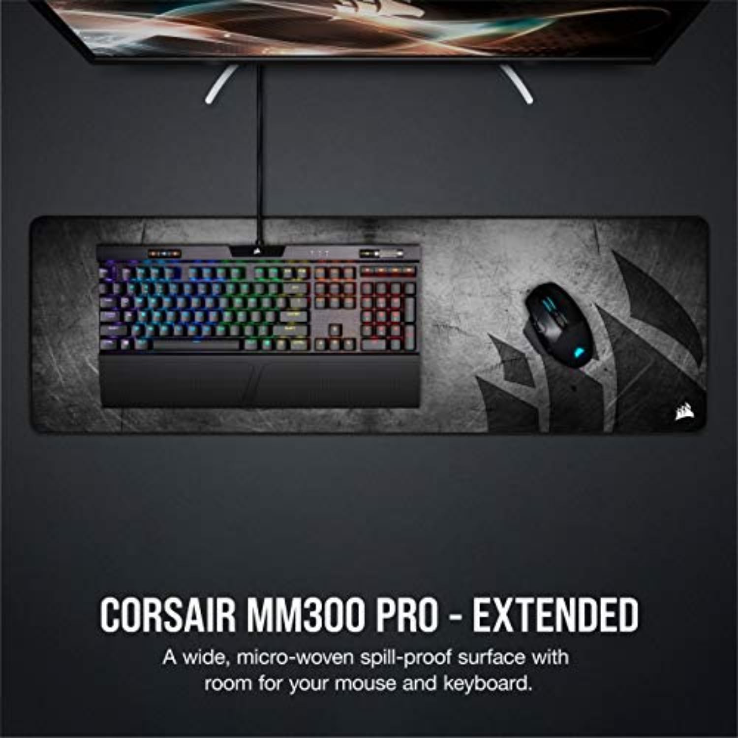 Corsair MM300 PRO Premium Spill-Proof Cloth Gaming Mouse Pad Extended - Multicolor