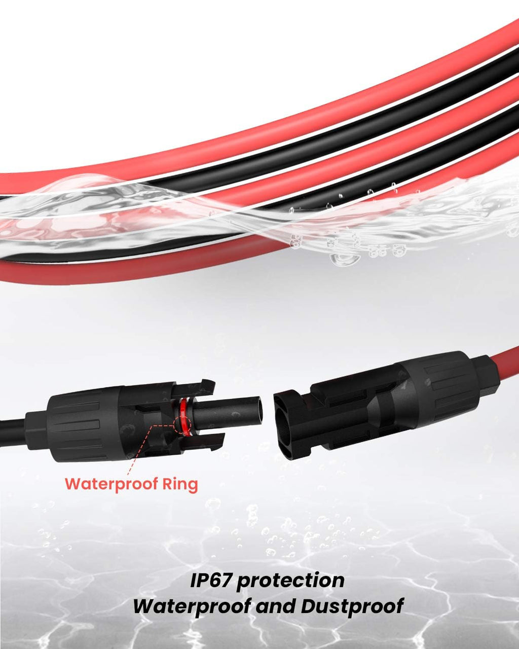 BougeRV Solar Extension Cable with MC4 Female and Male Connector Solar Panel Adaptor Kit Tool (1 Pair) (10FT 12AWG)