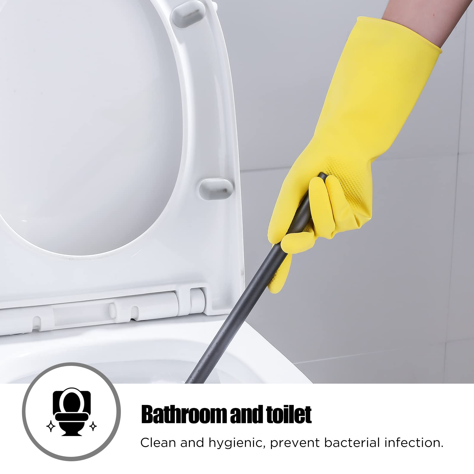 Rubber cleaning gloves yellow 6 Pairs for Household,Reuseable dishwashing gloves for Kitchen.(6,Medium)