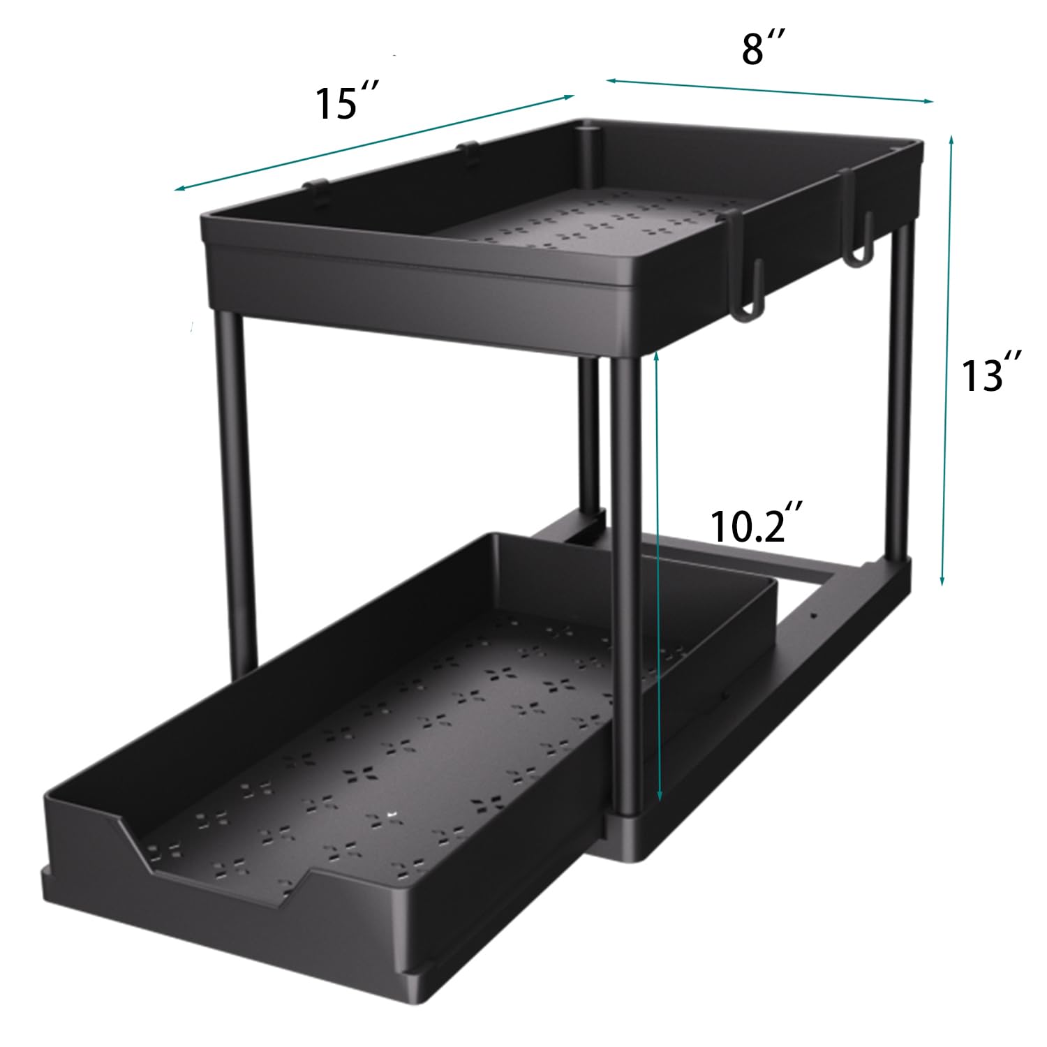 DEKAVA Under Sink Organizer 2 Pack, Bathroom Organizers, 2 Tier Sliding Cabinet Basket Organizer Drawer, Multi-Purpose Bath Collection Baskets for Bathroom (Black)