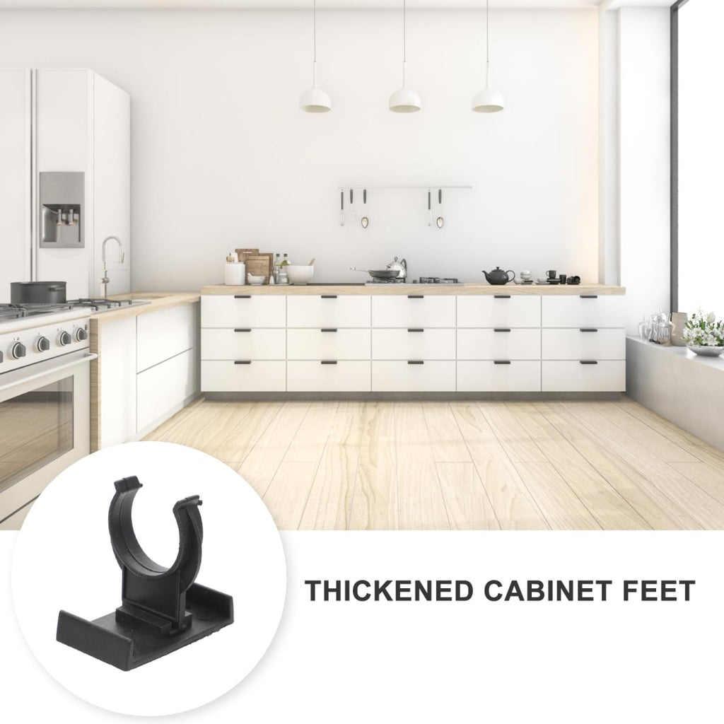 Angoily 10 Sets Cabinet Toe Kick Clips Kitchen Plinth Clips Cabinets Leveler with Screws Table Support for Cabinet Kickboard (Black)