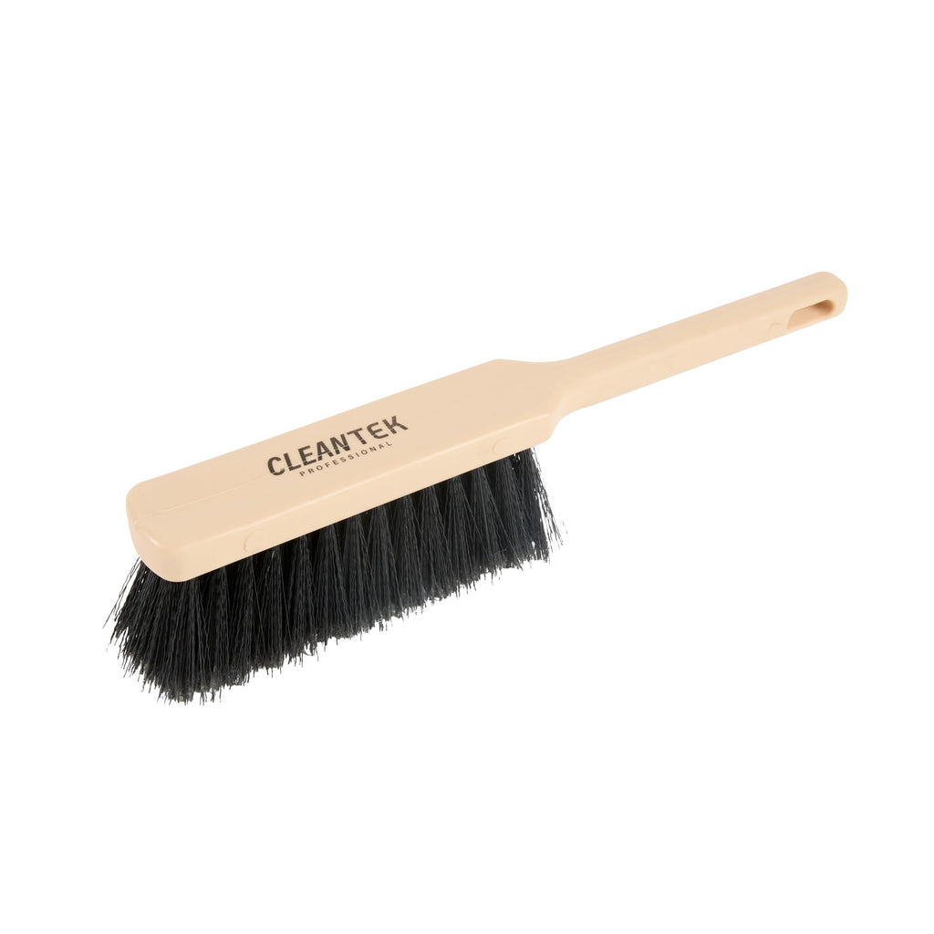 Restaurantware-Clean Tek Professional 13.78 Inch Counter Brush, 1 Heavy-Duty Hand Broom Brush - Flagged Bristles, Ergonomic Handle, Beige Plastic Cleaning Scrub, for Sweeping, Dusting, Woodworking
