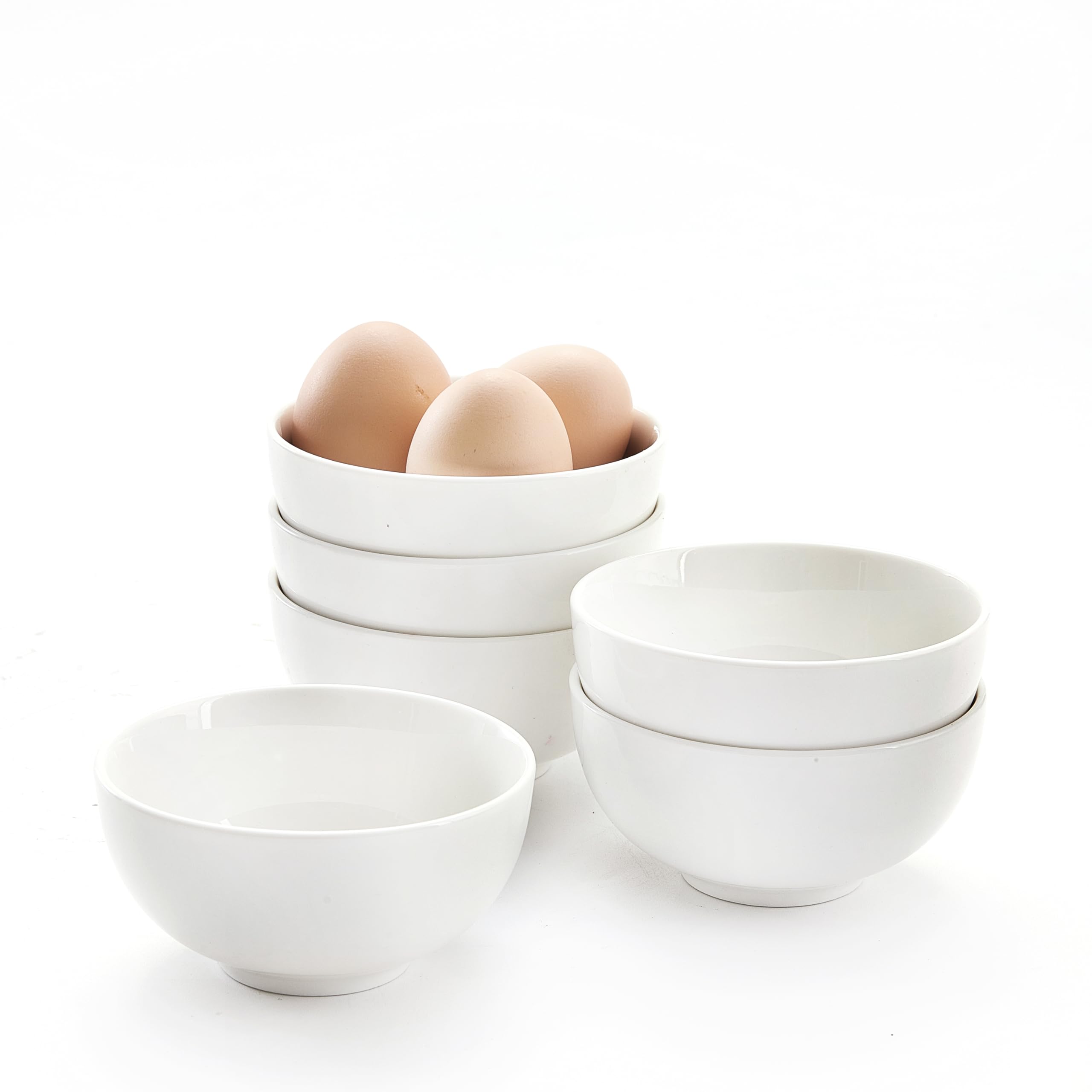 Antokueh White 4.5in Small Ceramic Bowls, 12 OZ, Ice Cream Bowls Set of 6 for Dessert, Rice, Jello, Pudding, Yogurt, Dishwasher/Microwave Safe