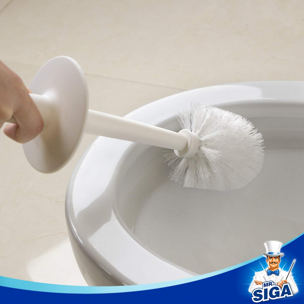 MR.SIGA Toilet Bowl Brush and Holder for Bathroom, White, 2 Pack