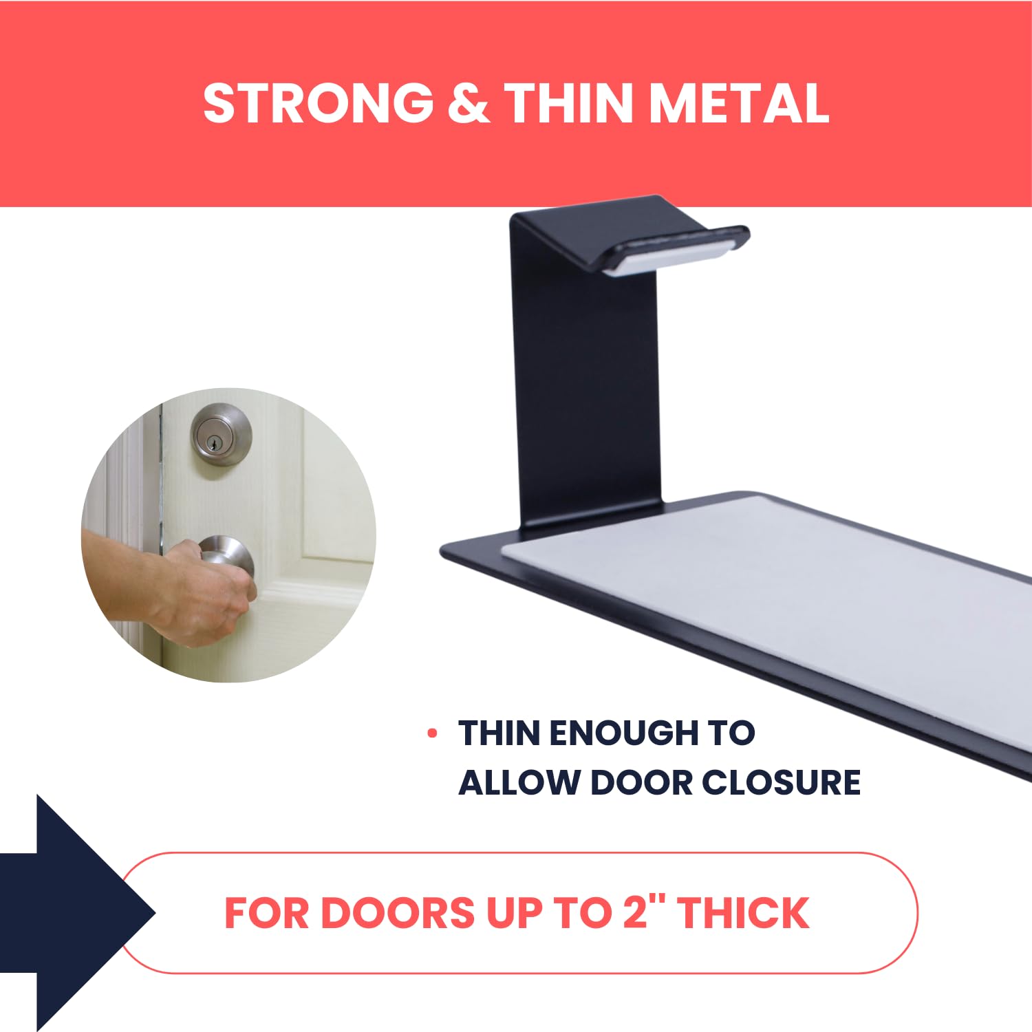 Lock Box Door Mount Bracket - Over The Door Mounted Lockbox Bracket (2'' Depth) - Extra Large - Over the Door Lockbox Hook Black Powder Coating - Heavy Duty Steel for Airbnb Hosts & Emergency Access