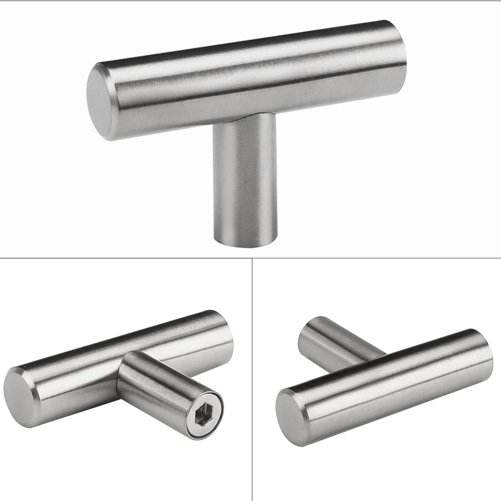 homdiy Cabinet Knobs Brushed Nickel Drawer Knobs Cabinet Door Knobs Single Hole T Knobs for Kitchen Cabinets 20 Pack