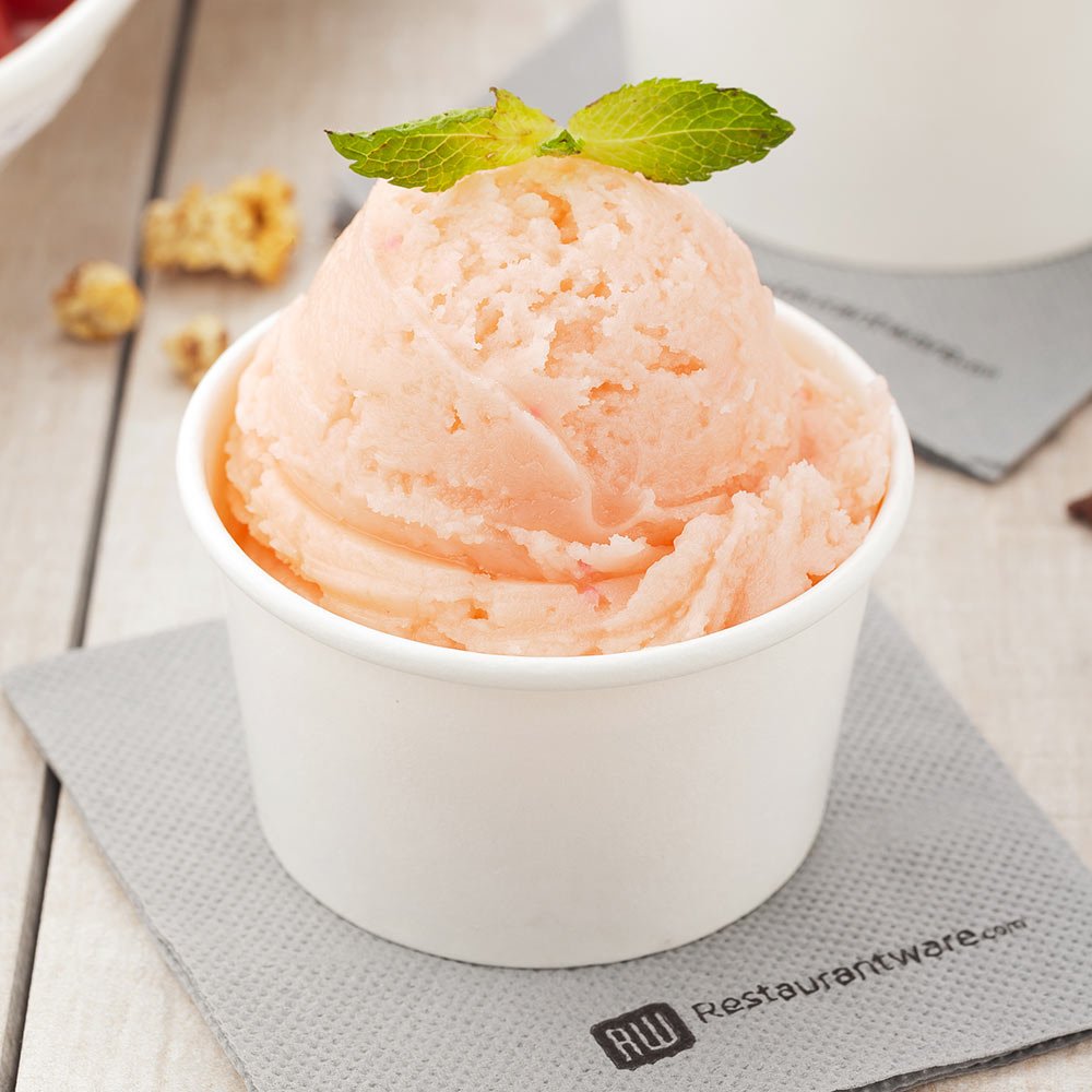Coppetta 5-Ounce Dessert Cups, 50 Disposable Ice Cream Cups - Lids Sold Separately, Sturdy, White Paper Frozen Yogurt Bowls, for Hot and Cold Foods, Perfect for Gelato Or Mousse - Restaurantware