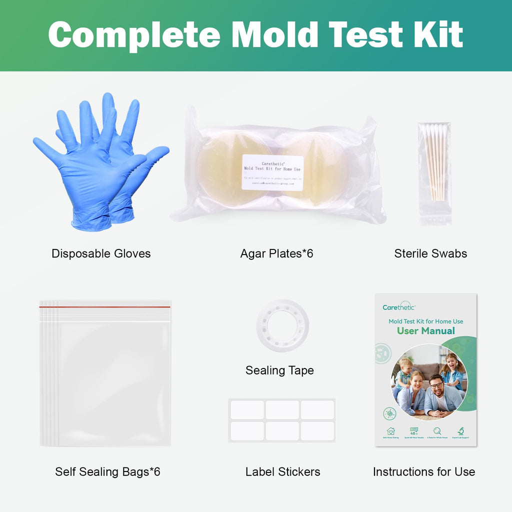 Carethetic Mold Test Kit for Home - 6 DIY Tests Included for Air, Surface & HVAC, Lab Analysis & Expert Consultation