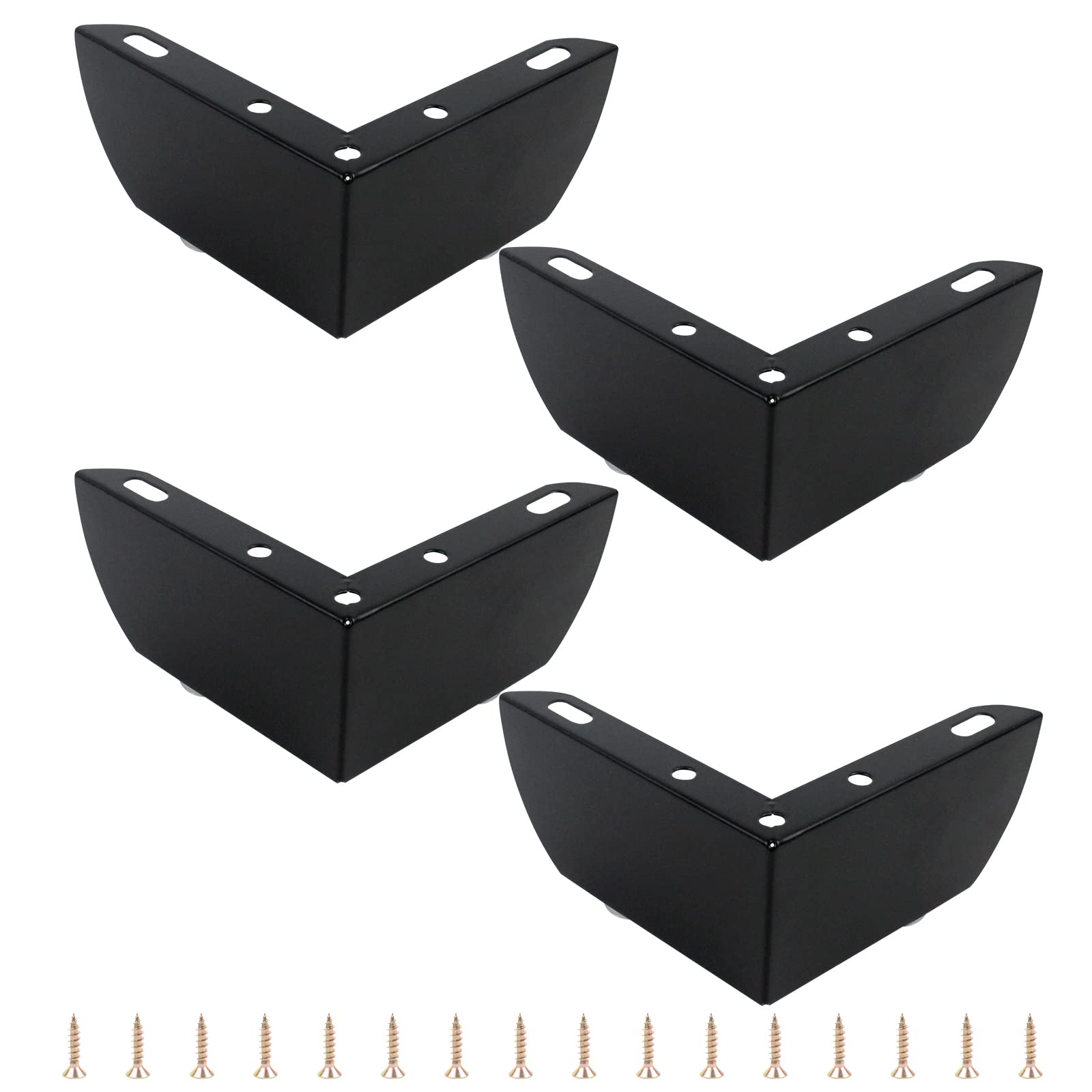 TamBee Furniture Cabinet Legs 2 Inch L Shape Metal Cabinet Cupboard Table Legs Furniture Feet Black for Coffee Table Cabinet TV Cabinet Legs, Pack of 4 (2in, Black)