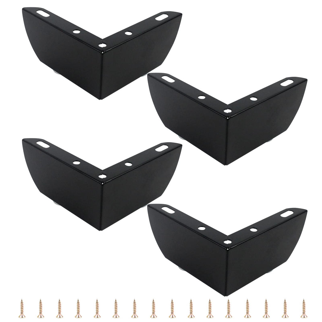 TamBee Furniture Cabinet Legs 2 Inch L Shape Metal Cabinet Cupboard Table Legs Furniture Feet Black for Coffee Table Cabinet TV Cabinet Legs, Pack of 4 (2in, Black)