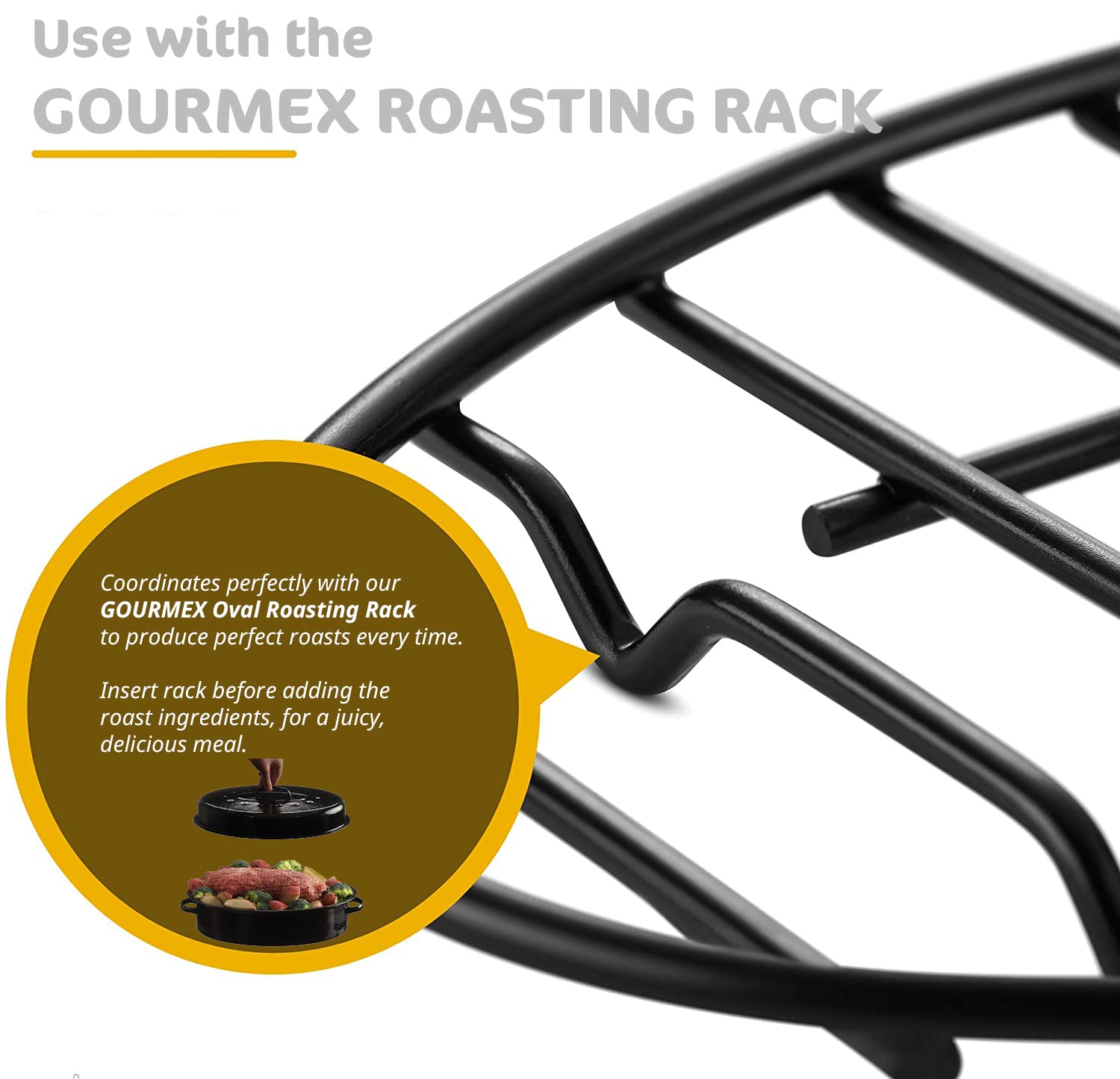 GOURMEX Black Ceramic Enamel Coated Roasting Pan | Dutch Oven Pot with Lid | Dishwasher Safe, Oven Safe, Freezer Safe | Ideal for Chicken, Turkey Roasting Pan (12lb Oval)