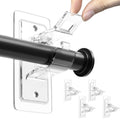 ANDGOO 4 Pack No Drill Curtain Rod Brackets, Adhesive Curtain Rod Holders, Curtain Rod Hooks for 0.5'' to 1.2'' Rods, Renter Friendly Curtain Rod Hangers for Bedroom, Bathroom, Living Room, Apartment