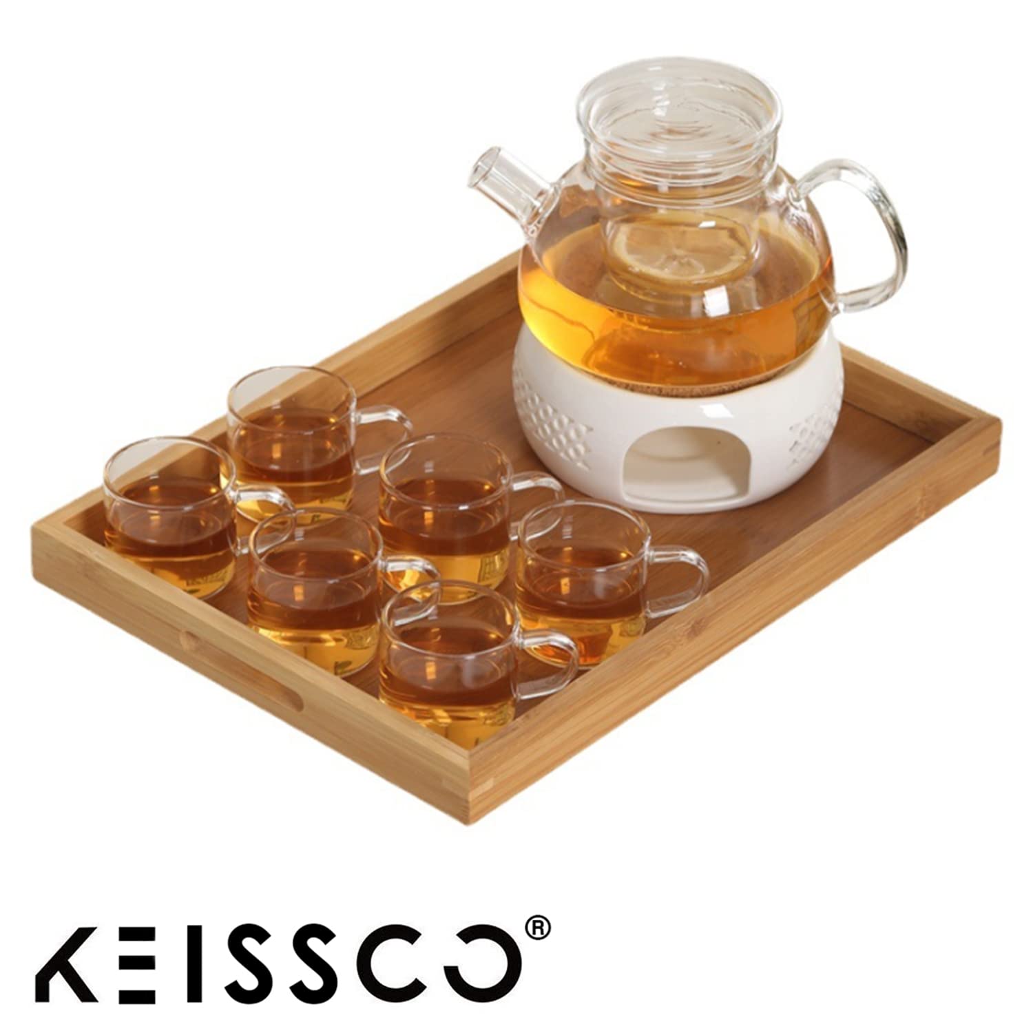 KEISSCO Teapot Warmer, Ceramic Teapot Heater with Cork Cushion Coffee Tea Warmer for Glass, Stainless Steel, Ceramic Teapot and Other Heatproof Dish Warming Use